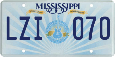 MS license plate LZI070
