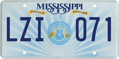 MS license plate LZI071