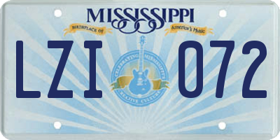 MS license plate LZI072