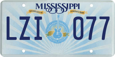 MS license plate LZI077
