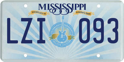 MS license plate LZI093