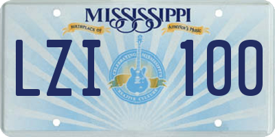 MS license plate LZI100