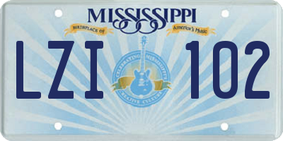 MS license plate LZI102