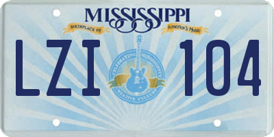 MS license plate LZI104