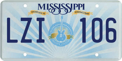 MS license plate LZI106