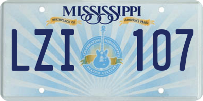 MS license plate LZI107