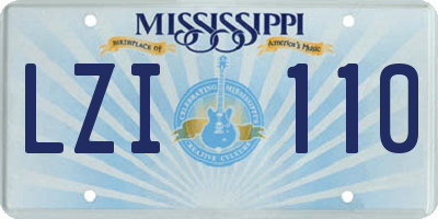 MS license plate LZI110