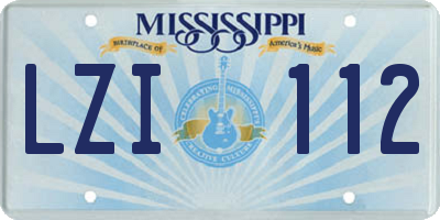 MS license plate LZI112