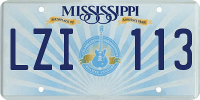 MS license plate LZI113
