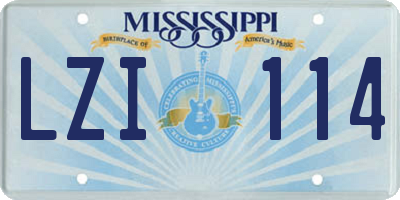MS license plate LZI114
