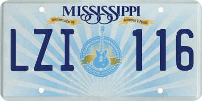 MS license plate LZI116
