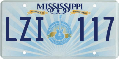 MS license plate LZI117