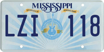 MS license plate LZI118