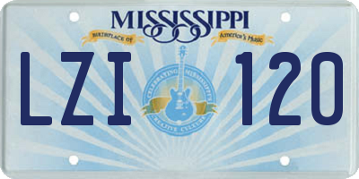 MS license plate LZI120