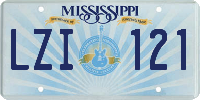 MS license plate LZI121