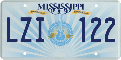 MS license plate LZI122