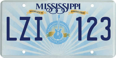 MS license plate LZI123