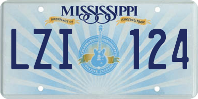 MS license plate LZI124