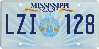 MS license plate LZI128