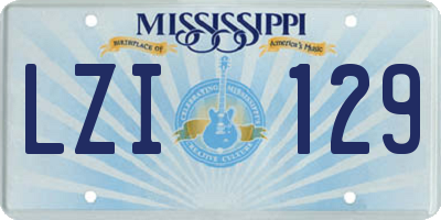MS license plate LZI129