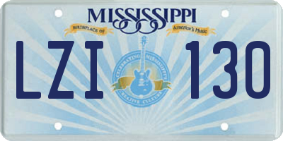 MS license plate LZI130