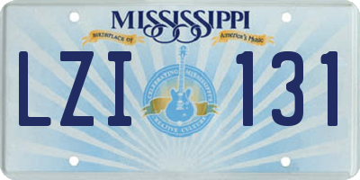 MS license plate LZI131