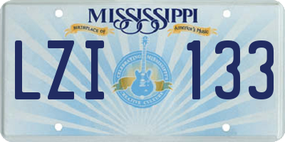 MS license plate LZI133