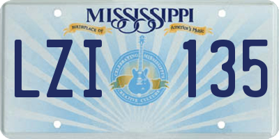 MS license plate LZI135