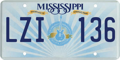 MS license plate LZI136