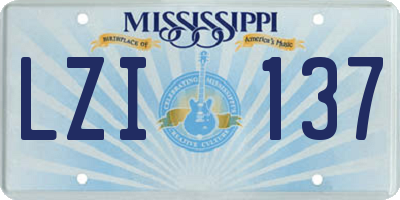 MS license plate LZI137