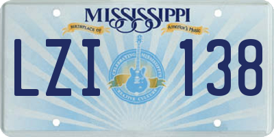 MS license plate LZI138