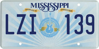 MS license plate LZI139