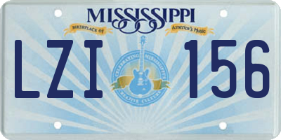 MS license plate LZI156