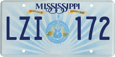 MS license plate LZI172
