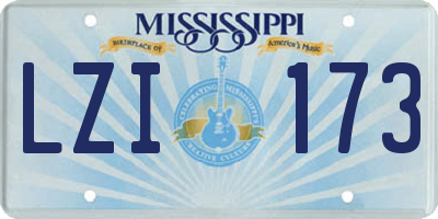 MS license plate LZI173