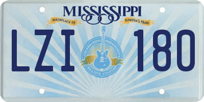 MS license plate LZI180