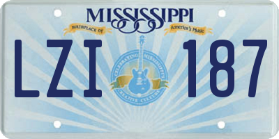 MS license plate LZI187