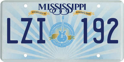 MS license plate LZI192