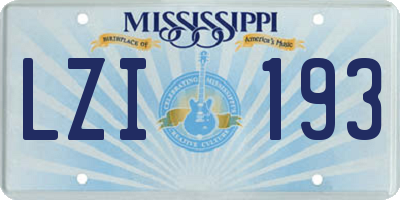 MS license plate LZI193
