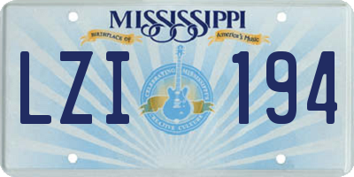 MS license plate LZI194