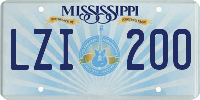 MS license plate LZI200