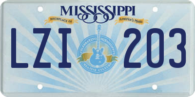 MS license plate LZI203