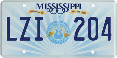 MS license plate LZI204