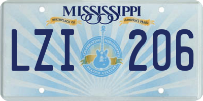 MS license plate LZI206