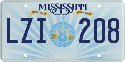 MS license plate LZI208