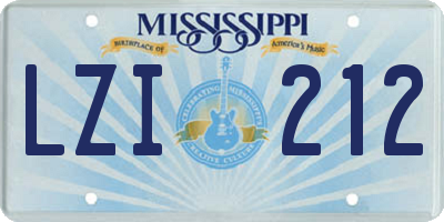 MS license plate LZI212