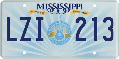 MS license plate LZI213