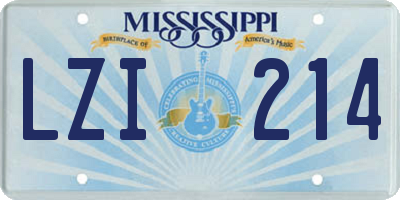 MS license plate LZI214