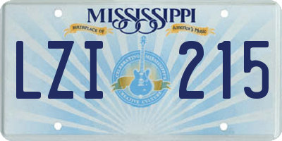 MS license plate LZI215