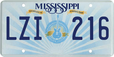 MS license plate LZI216